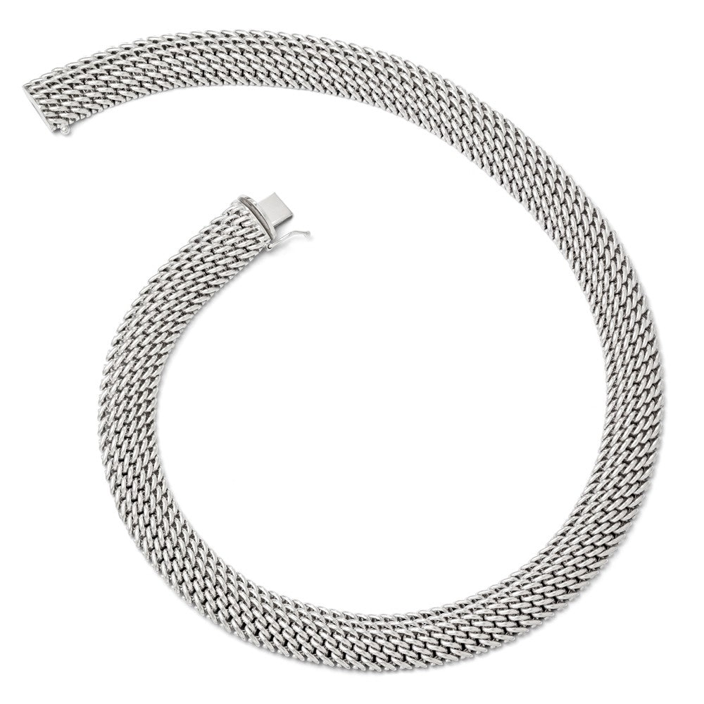Alternate view of the 14.75mm Mesh Link Chain Necklace in Sterling Silver, 18 Inch by The Black Bow Jewelry Co.