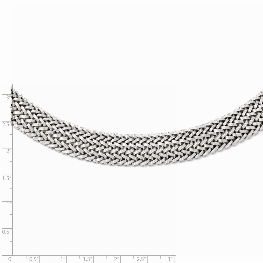 Alternate view of the 14.75mm Braided Mesh Link Necklace in Sterling Silver, 18 Inch by The Black Bow Jewelry Co.