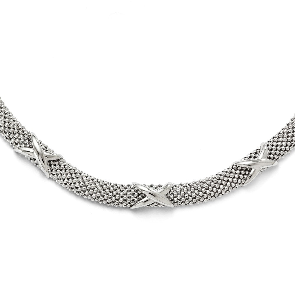 8mm X Design Mesh Necklace in Sterling Silver, 18 Inch, Item N10186 by The Black Bow Jewelry Co.