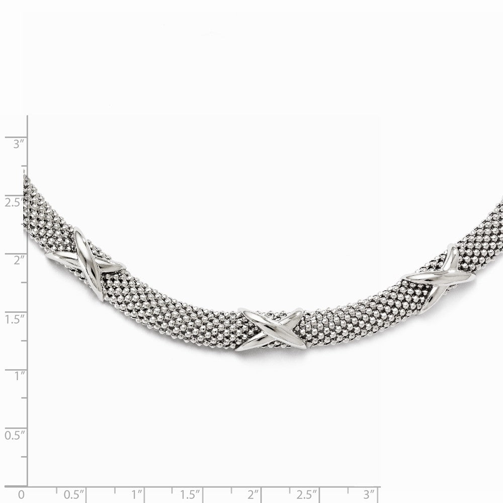 Alternate view of the 8mm X Design Mesh Necklace in Sterling Silver, 18 Inch by The Black Bow Jewelry Co.