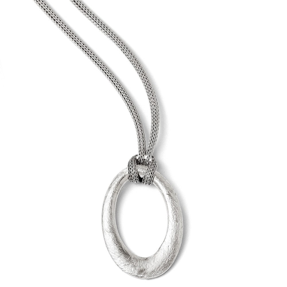 Oval and Knotted Mesh Chain Necklace in Sterling Silver, 18.5 Inch, Item N10189 by The Black Bow Jewelry Co.