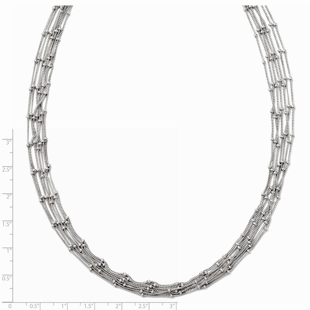 Alternate view of the Seven Strand Beaded Curb Chain Necklace in Sterling Silver, 18 Inch by The Black Bow Jewelry Co.