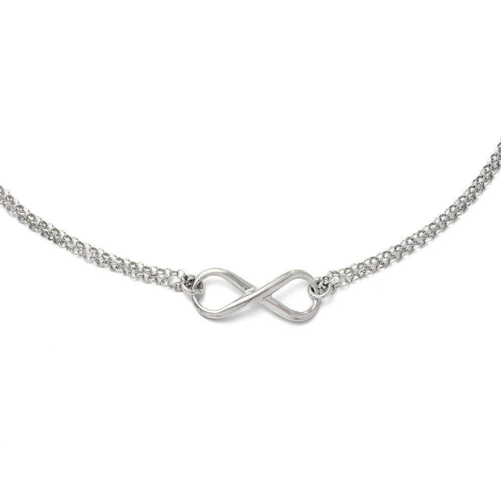 Infinity Symbol Double Strand Necklace in Sterling Silver, 18 Inch, Item N10203 by The Black Bow Jewelry Co.