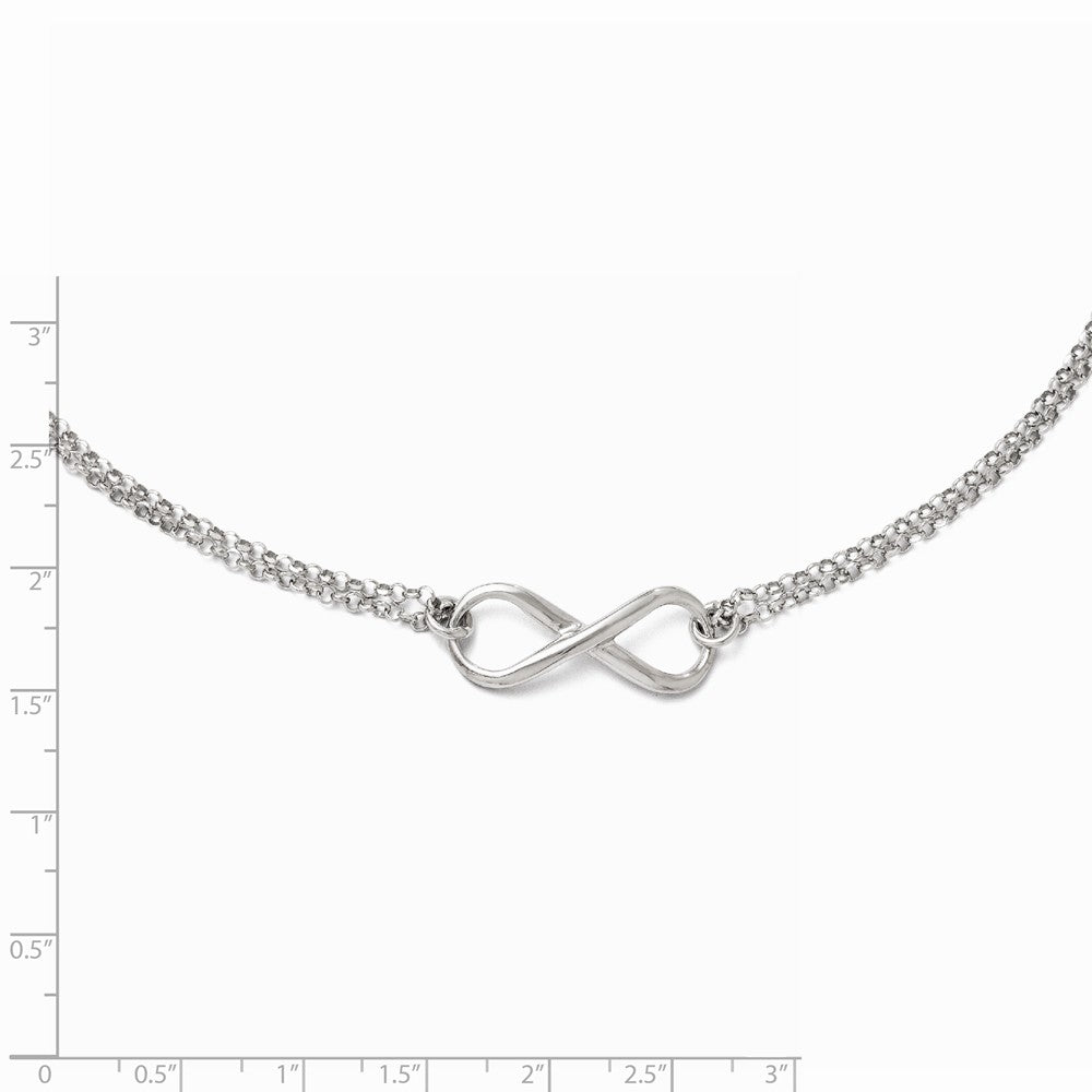 Alternate view of the Infinity Symbol Double Strand Necklace in Sterling Silver, 18 Inch by The Black Bow Jewelry Co.