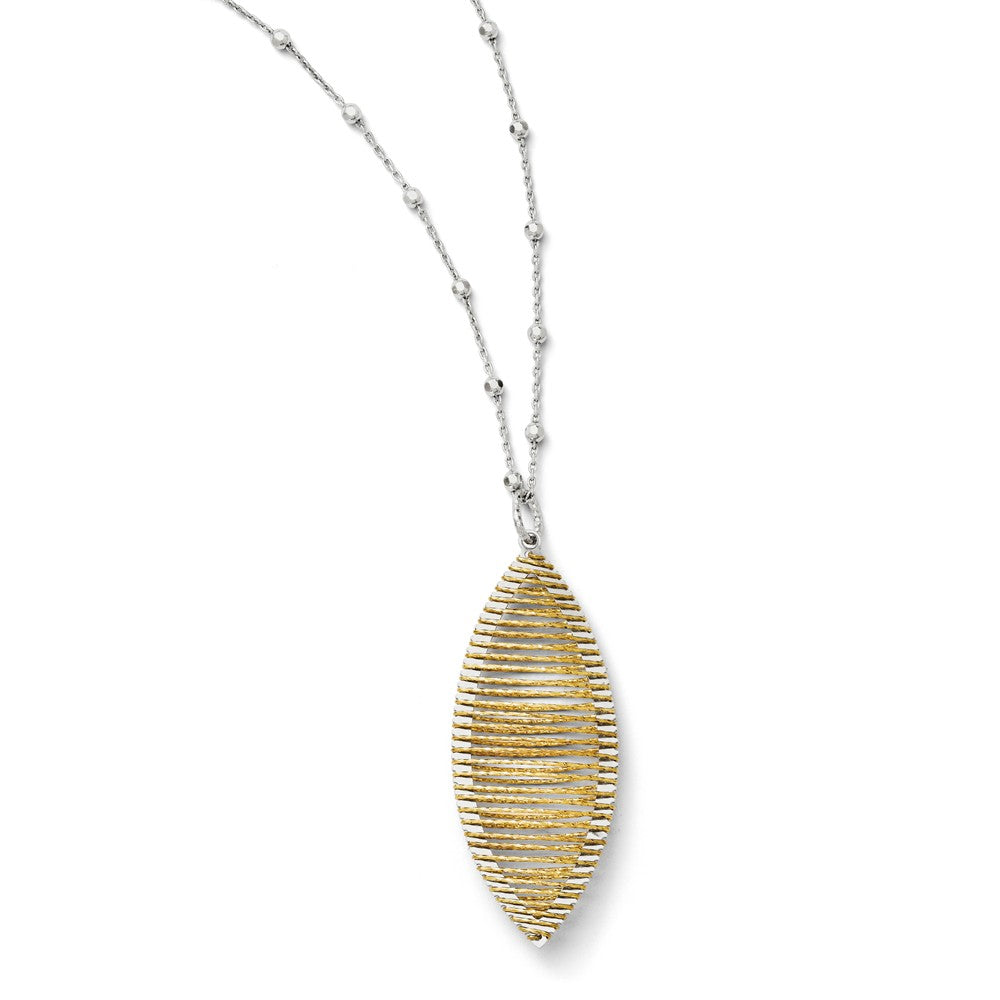 24k Gold Plated Wire Wrapped Marquise Adj. Necklace in Sterling Silver, Item N10253 by The Black Bow Jewelry Co.
