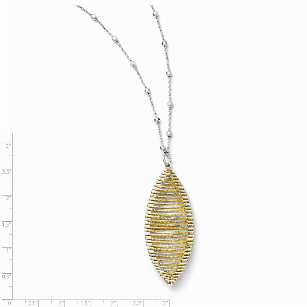 Alternate view of the 24k Gold Plated Wire Wrapped Marquise Adj. Necklace in Sterling Silver by The Black Bow Jewelry Co.