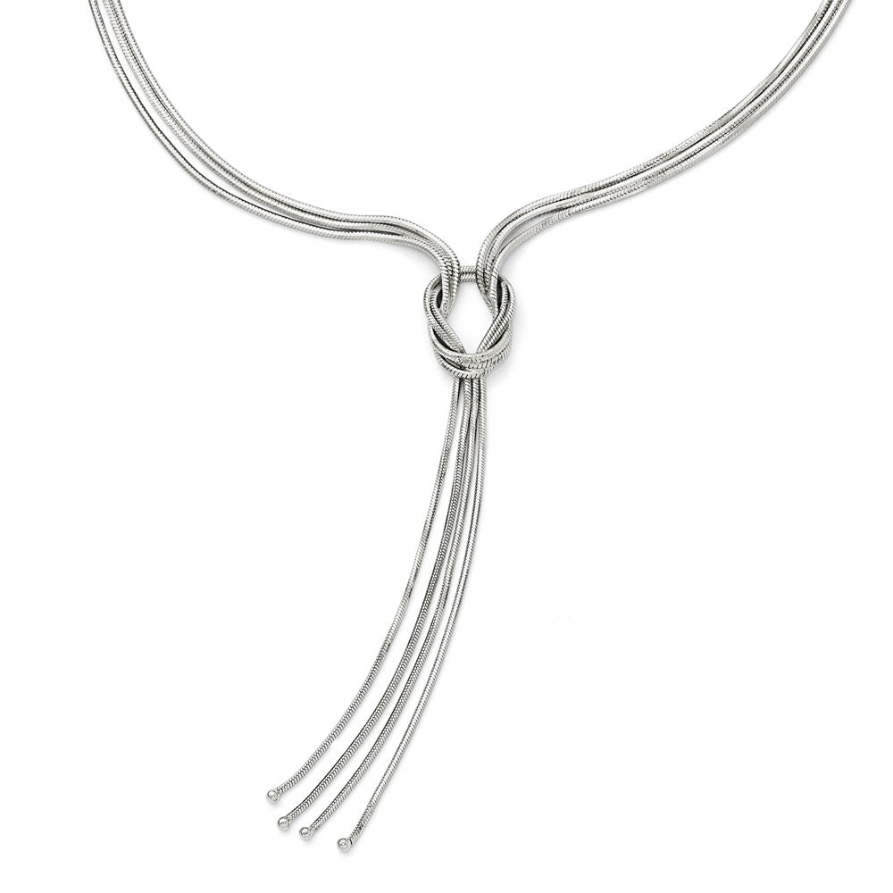 Multi Strand Lariat Knot Necklace in Sterling Silver, 16-18 Inch, Item N10266 by The Black Bow Jewelry Co.