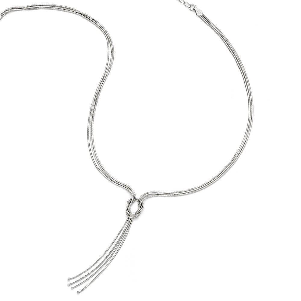Alternate view of the Multi Strand Lariat Knot Necklace in Sterling Silver, 16-18 Inch by The Black Bow Jewelry Co.