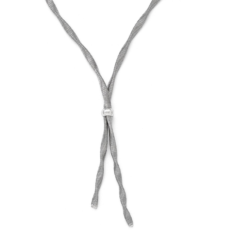 3mm Textured and Twisted Lariat Necklace in Sterling Silver, 17-20 in, Item N10268 by The Black Bow Jewelry Co.