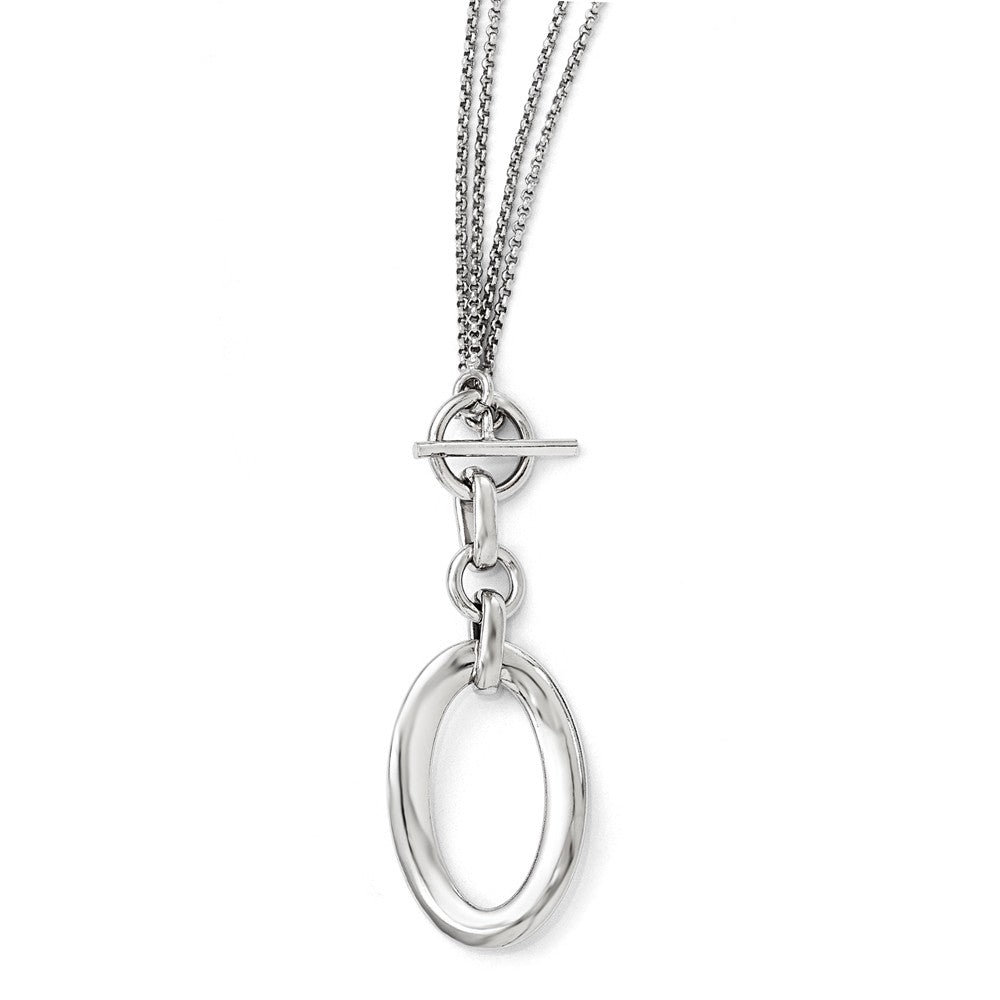 Bent Oval Double Strand Toggle Necklace in Sterling Silver, 17-Inch, Item N10271 by The Black Bow Jewelry Co.