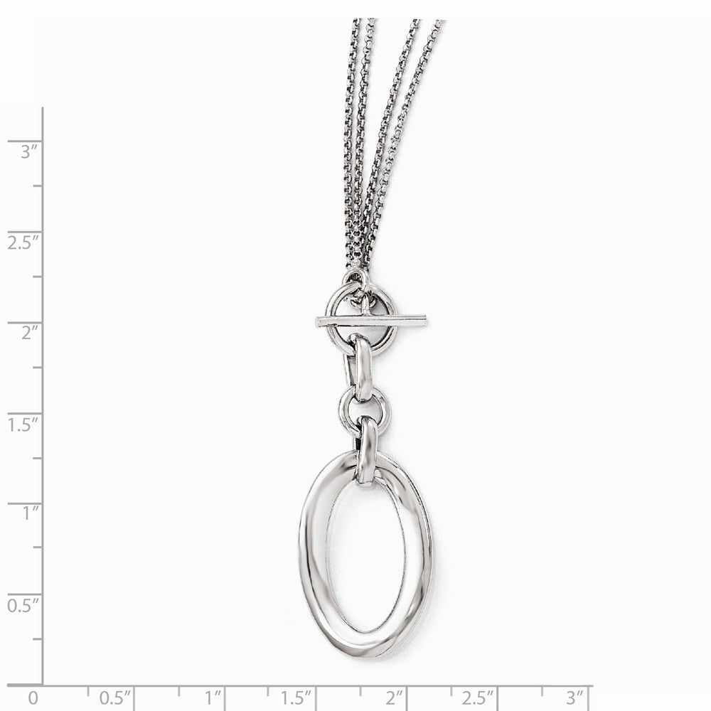 Alternate view of the Bent Oval Double Strand Toggle Necklace in Sterling Silver, 17-Inch by The Black Bow Jewelry Co.