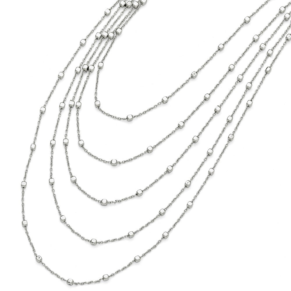 Five Strand Square Beaded Cable Chain Necklace in Silver, 16 in, Item N10272 by The Black Bow Jewelry Co.