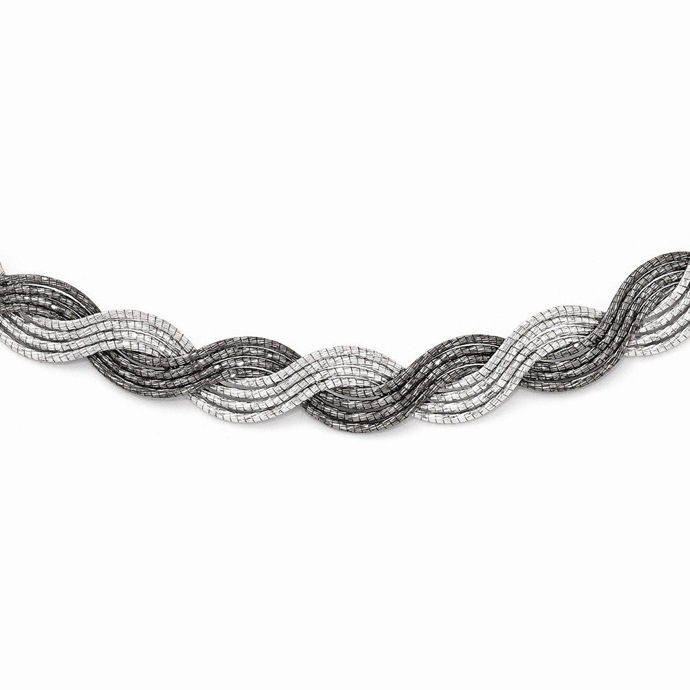 Two Tone Diamond Cut Braided Necklace in Sterling Silver, 18.5 Inch, Item N10283 by The Black Bow Jewelry Co.