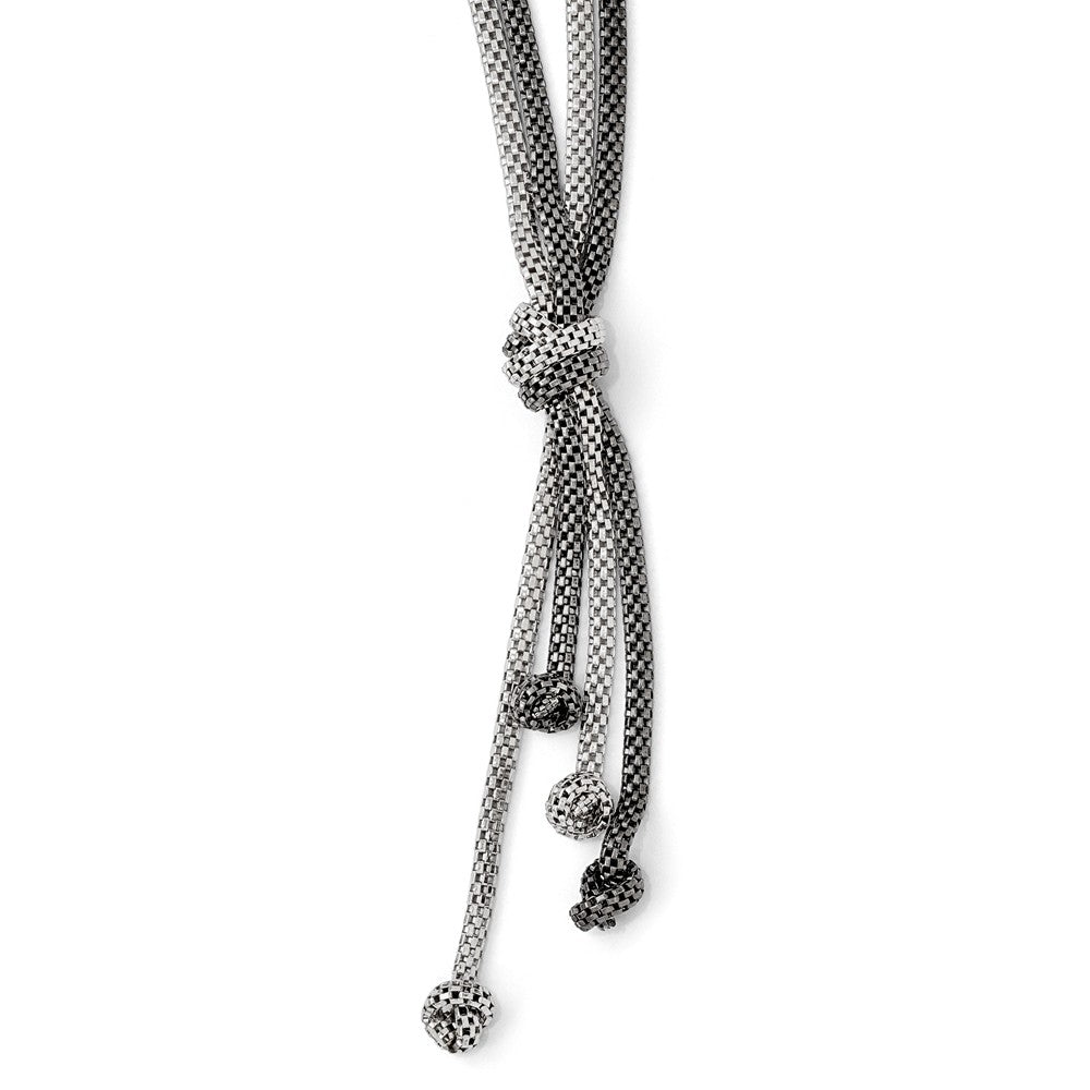 Two Tone Knotted Mesh Strand Necklace in Sterling Silver, 16-18 Inch, Item N10288 by The Black Bow Jewelry Co.