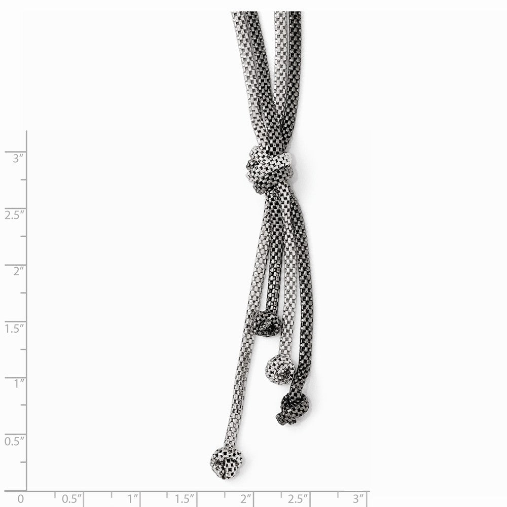 Alternate view of the Two Tone Knotted Mesh Strand Necklace in Sterling Silver, 16-18 Inch by The Black Bow Jewelry Co.