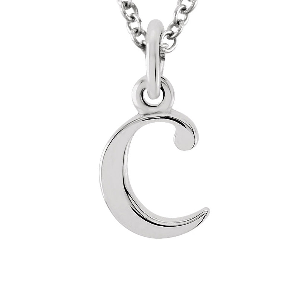 The Abbey Lower Case Initial &#39;c&#39; Necklace in 14k White Gold, 16 Inch, Item N10361-C by The Black Bow Jewelry Co.