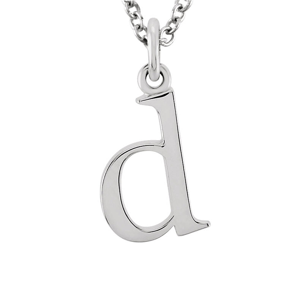 The Abbey Lower Case Initial &#39;d&#39; Necklace in 14k White Gold, 16 Inch, Item N10361-D by The Black Bow Jewelry Co.