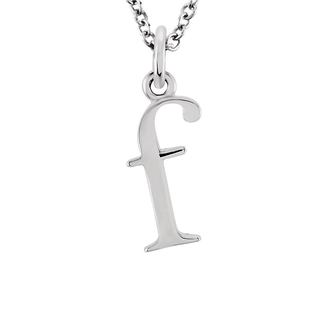 The Abbey Lower Case Initial &#39;f&#39; Necklace in 14k White Gold, 16 Inch, Item N10361-F by The Black Bow Jewelry Co.