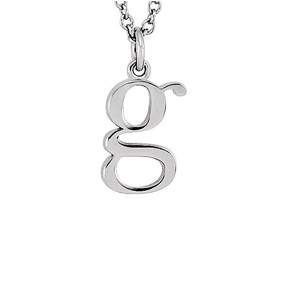 The Abbey Lower Case Initial &#39;g&#39; Necklace in 14k White Gold, 16 Inch, Item N10361-G by The Black Bow Jewelry Co.