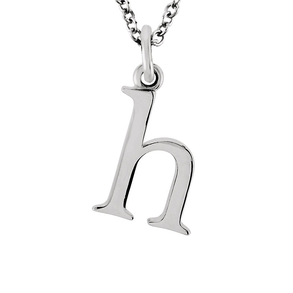 The Abbey Lower Case Initial &#39;h&#39; Necklace in 14k White Gold, 16 Inch, Item N10361-H by The Black Bow Jewelry Co.