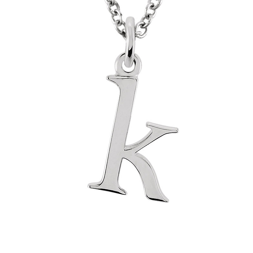 The Abbey Lower Case Initial &#39;k&#39; Necklace in 14k White Gold, 16 Inch, Item N10361-K by The Black Bow Jewelry Co.