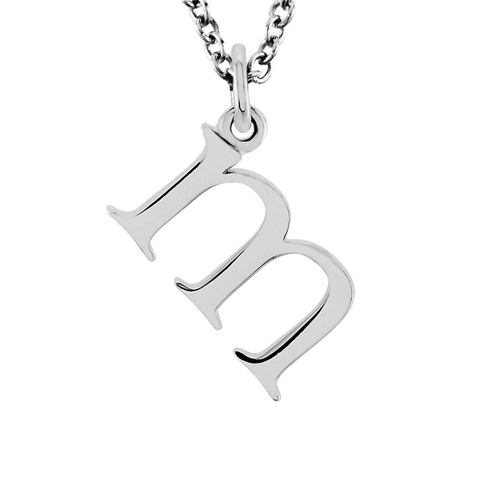 The Abbey Lower Case Initial &#39;m&#39; Necklace in 14k White Gold, 16 Inch, Item N10361-M by The Black Bow Jewelry Co.