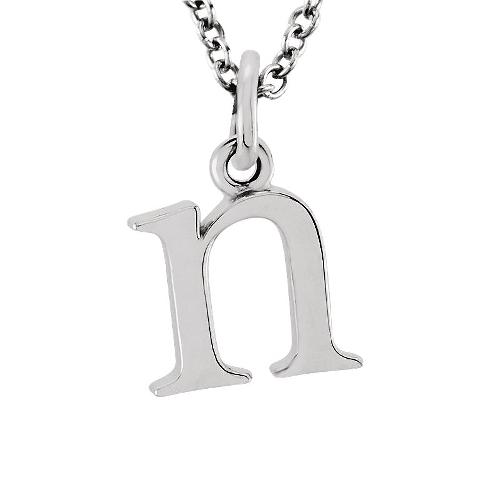 The Abbey Lower Case Initial &#39;n&#39; Necklace in 14k White Gold, 16 Inch, Item N10361-N by The Black Bow Jewelry Co.