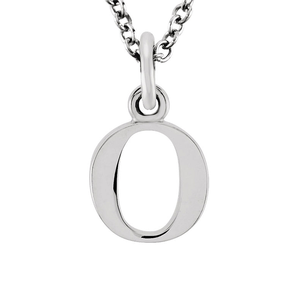 The Abbey Lower Case Initial &#39;o&#39; Necklace in 14k White Gold, 16 Inch, Item N10361-O by The Black Bow Jewelry Co.