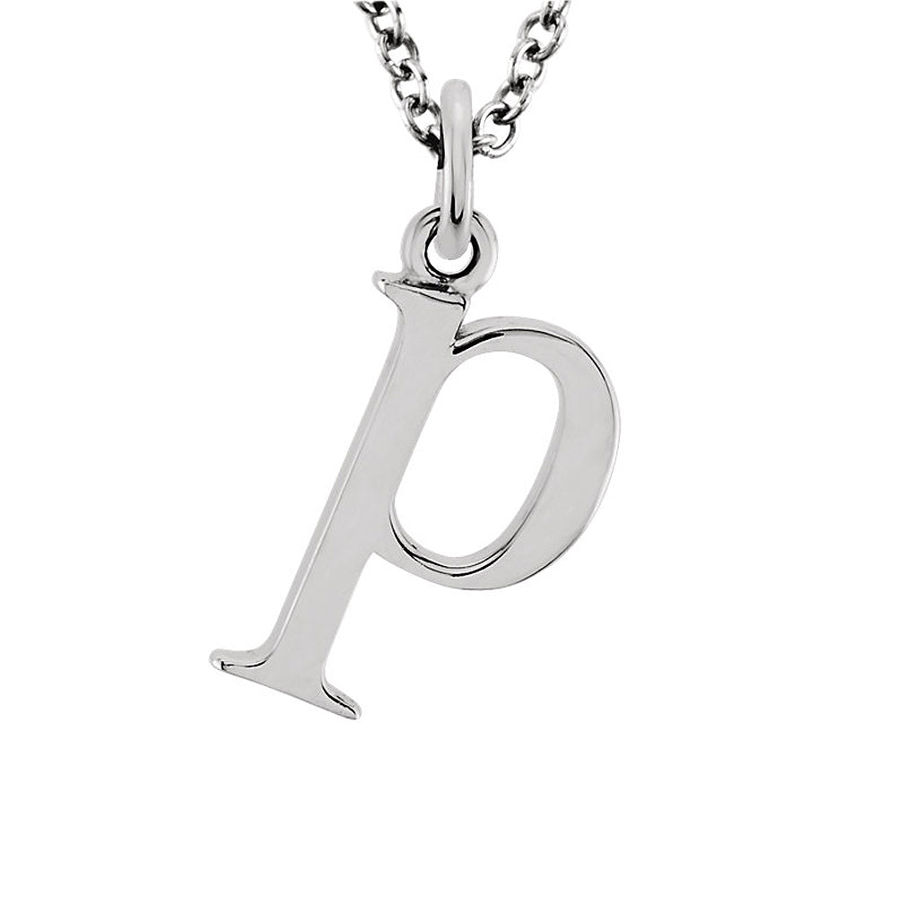 The Abbey Lower Case Initial &#39;p&#39; Necklace in 14k White Gold, 16 Inch, Item N10361-P by The Black Bow Jewelry Co.