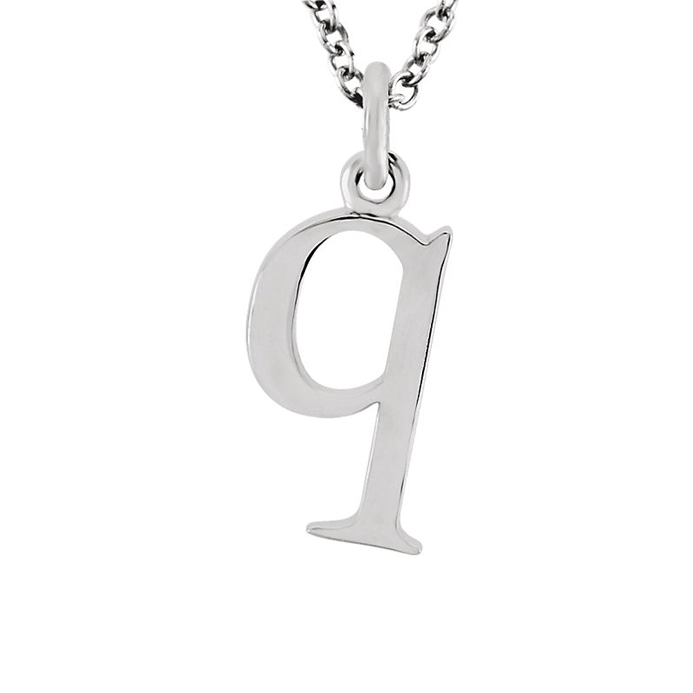 The Abbey Lower Case Initial &#39;q&#39; Necklace in 14k White Gold, 16 Inch, Item N10361-Q by The Black Bow Jewelry Co.