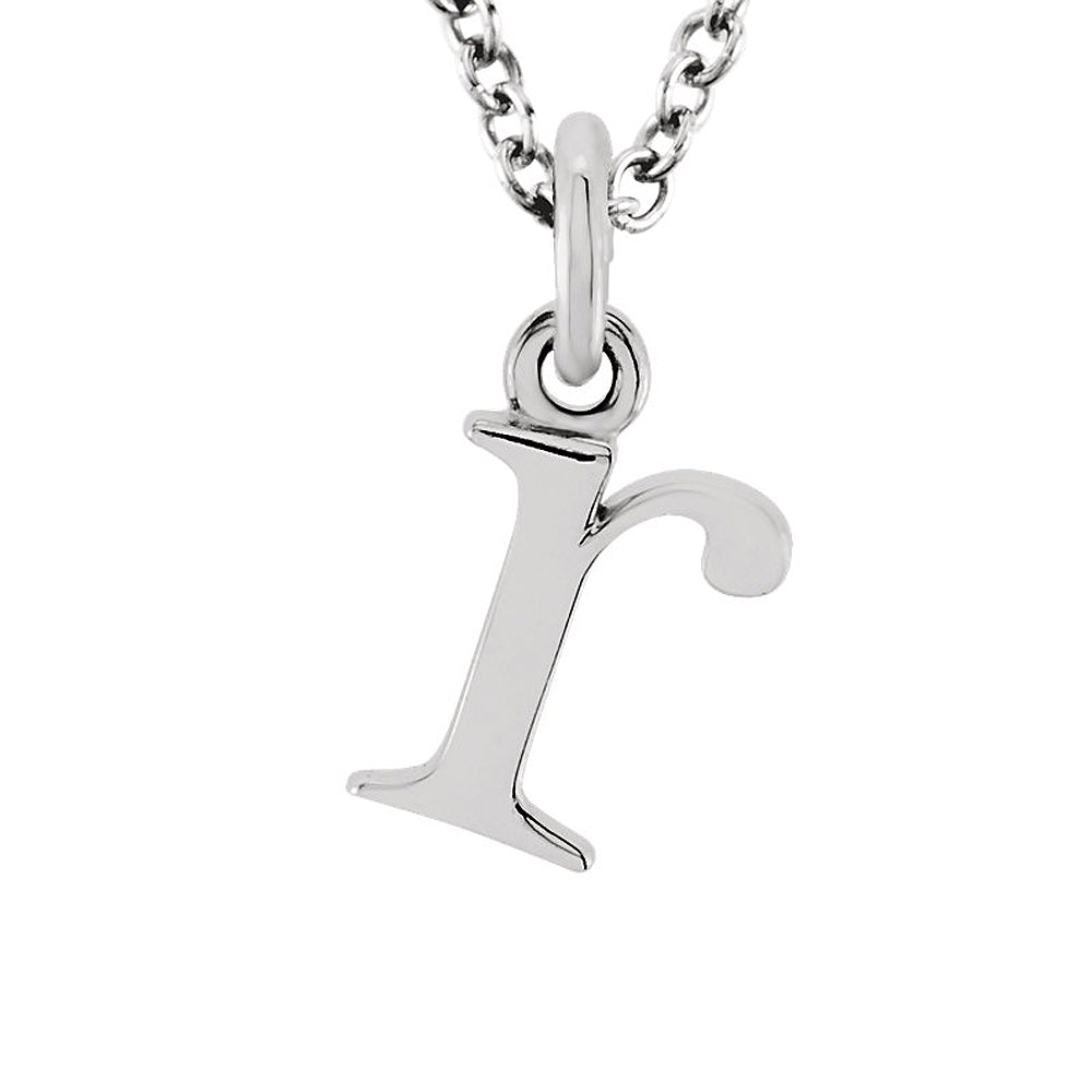 The Abbey Lower Case Initial &#39;r&#39; Necklace in 14k White Gold, 16 Inch, Item N10361-R by The Black Bow Jewelry Co.