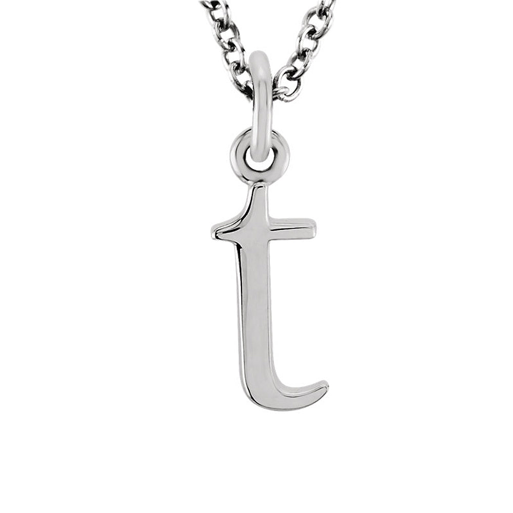The Abbey Lower Case Initial &#39;t&#39; Necklace in 14k White Gold, 16 Inch, Item N10361-T by The Black Bow Jewelry Co.