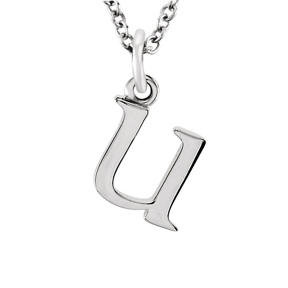 The Abbey Lower Case Initial &#39;u&#39; Necklace in 14k White Gold, 16 Inch, Item N10361-U by The Black Bow Jewelry Co.