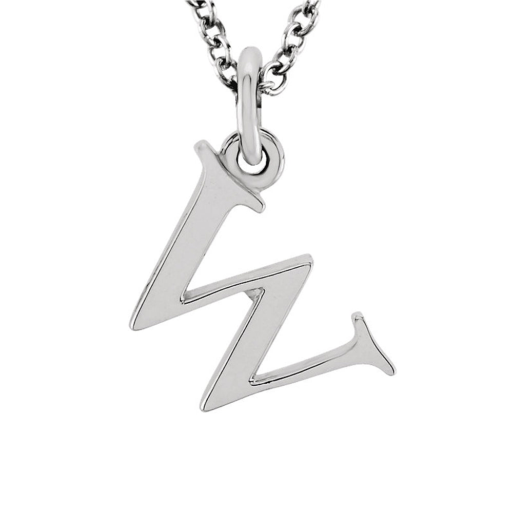 The Abbey Lower Case Initial &#39;w&#39; Necklace in 14k White Gold, 16 Inch, Item N10361-W by The Black Bow Jewelry Co.