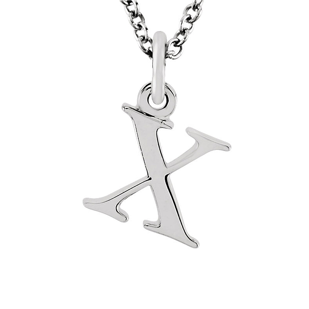 The Abbey Lower Case Initial &#39;x&#39; Necklace in 14k White Gold, 16 Inch, Item N10361-X by The Black Bow Jewelry Co.