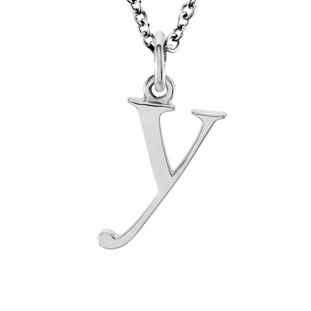 The Abbey Lower Case Initial &#39;y&#39; Necklace in 14k White Gold, 16 Inch, Item N10361-Y by The Black Bow Jewelry Co.