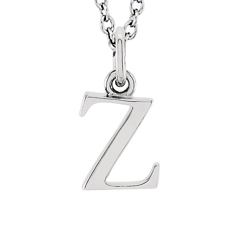 The Abbey Lower Case Initial &#39;z&#39; Necklace in 14k White Gold, 16 Inch, Item N10361-Z by The Black Bow Jewelry Co.
