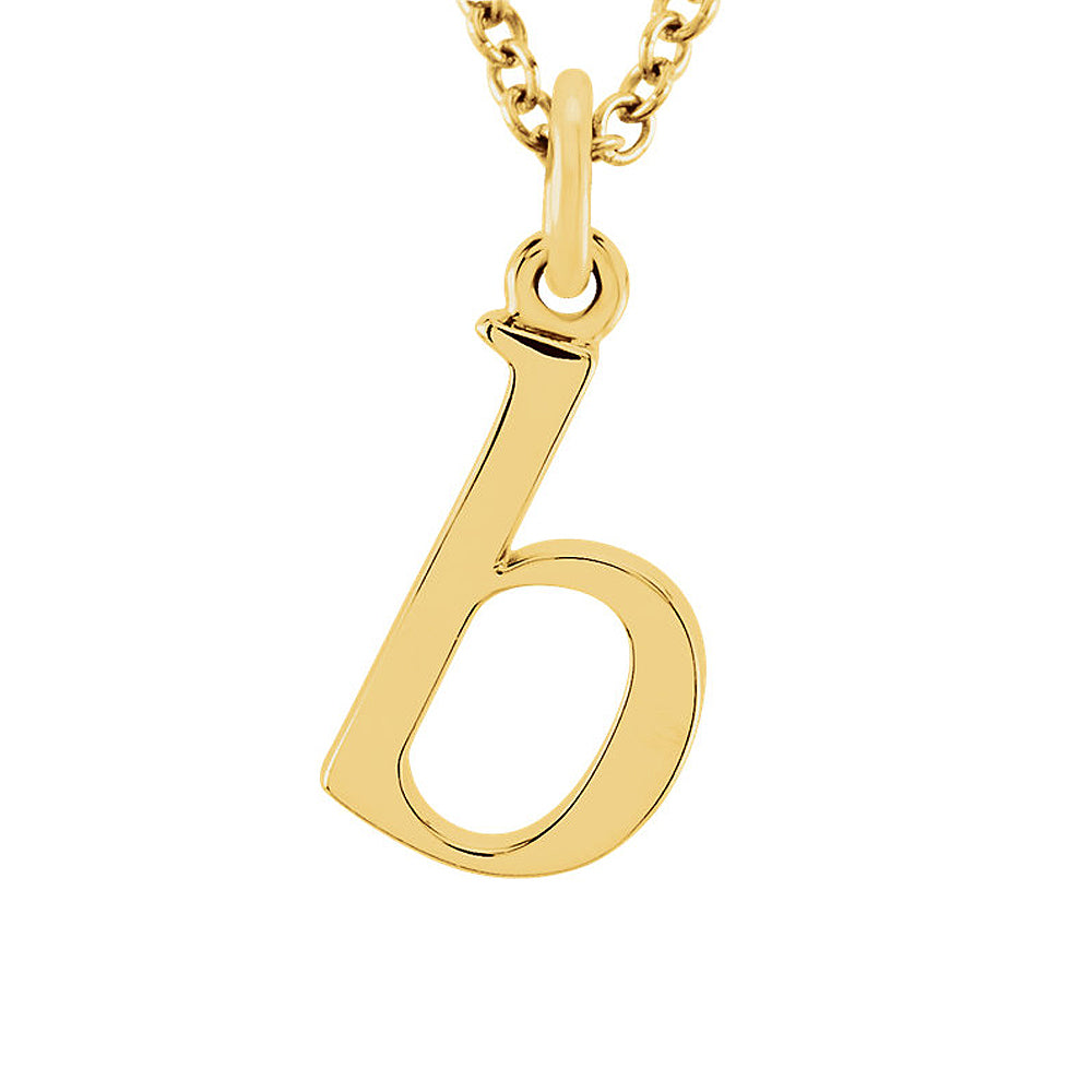The Abbey Lower Case Initial &#39;b&#39; Necklace in 14k Yellow Gold, 16 Inch, Item N10362-B by The Black Bow Jewelry Co.