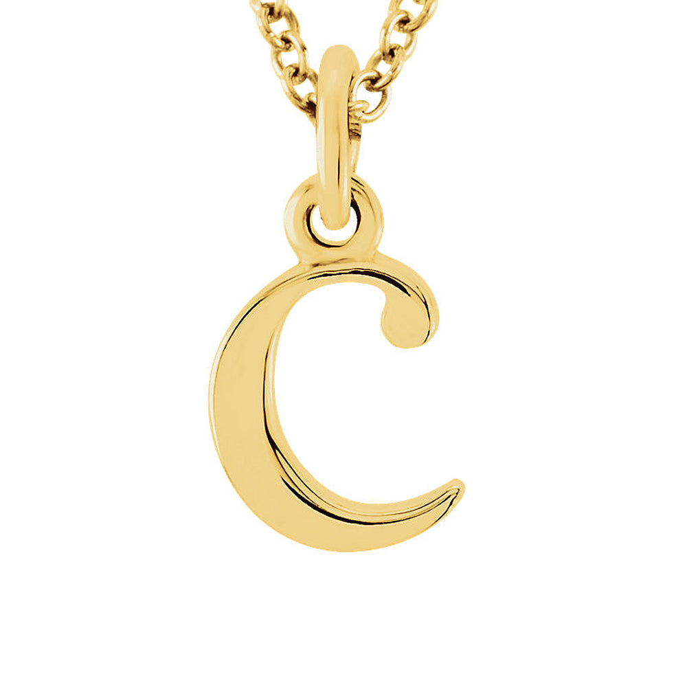 The Abbey Lower Case Initial &#39;c&#39; Necklace in 14k Yellow Gold, 16 Inch, Item N10362-C by The Black Bow Jewelry Co.