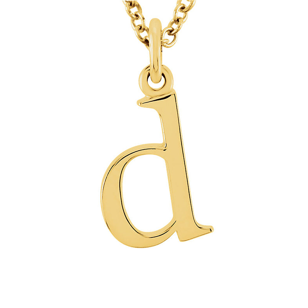 The Abbey Lower Case Initial &#39;d&#39; Necklace in 14k Yellow Gold, 16 Inch, Item N10362-D by The Black Bow Jewelry Co.