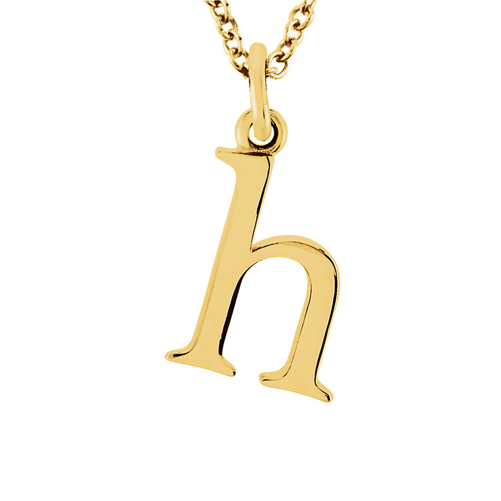 The Abbey Lower Case Initial &#39;h&#39; Necklace in 14k Yellow Gold, 16 Inch, Item N10362-H by The Black Bow Jewelry Co.