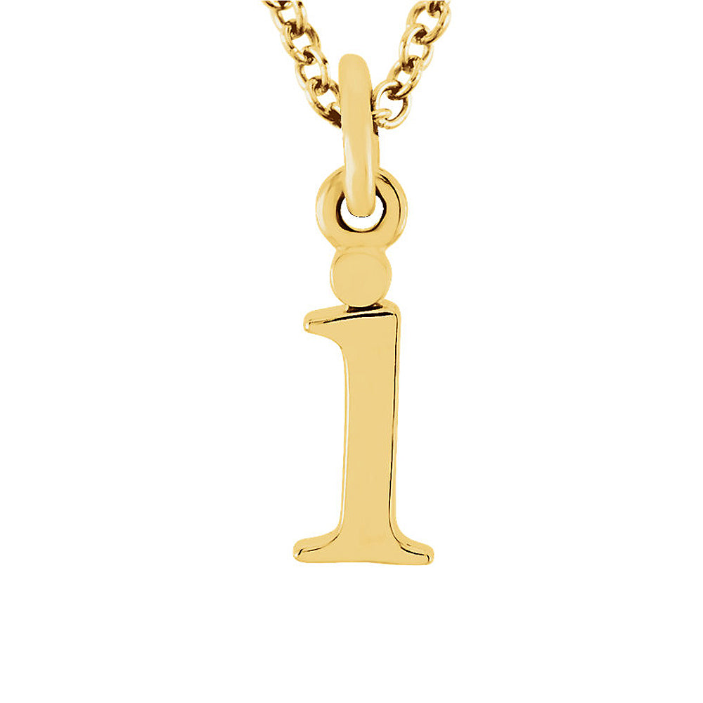 The Abbey Lower Case Initial &#39;i&#39; Necklace in 14k Yellow Gold, 16 Inch, Item N10362-I by The Black Bow Jewelry Co.