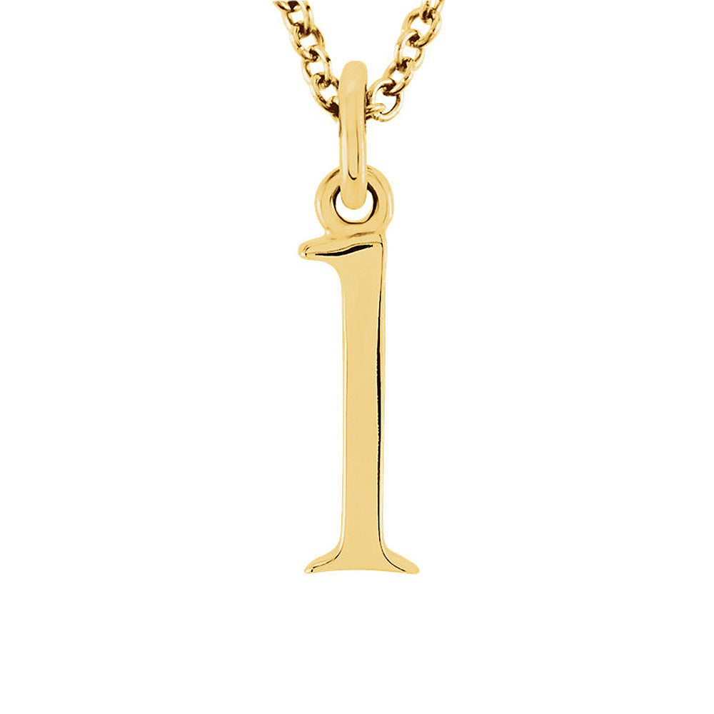 The Abbey Lower Case Initial &#39;l&#39; Necklace in 14k Yellow Gold, 16 Inch, Item N10362-L by The Black Bow Jewelry Co.