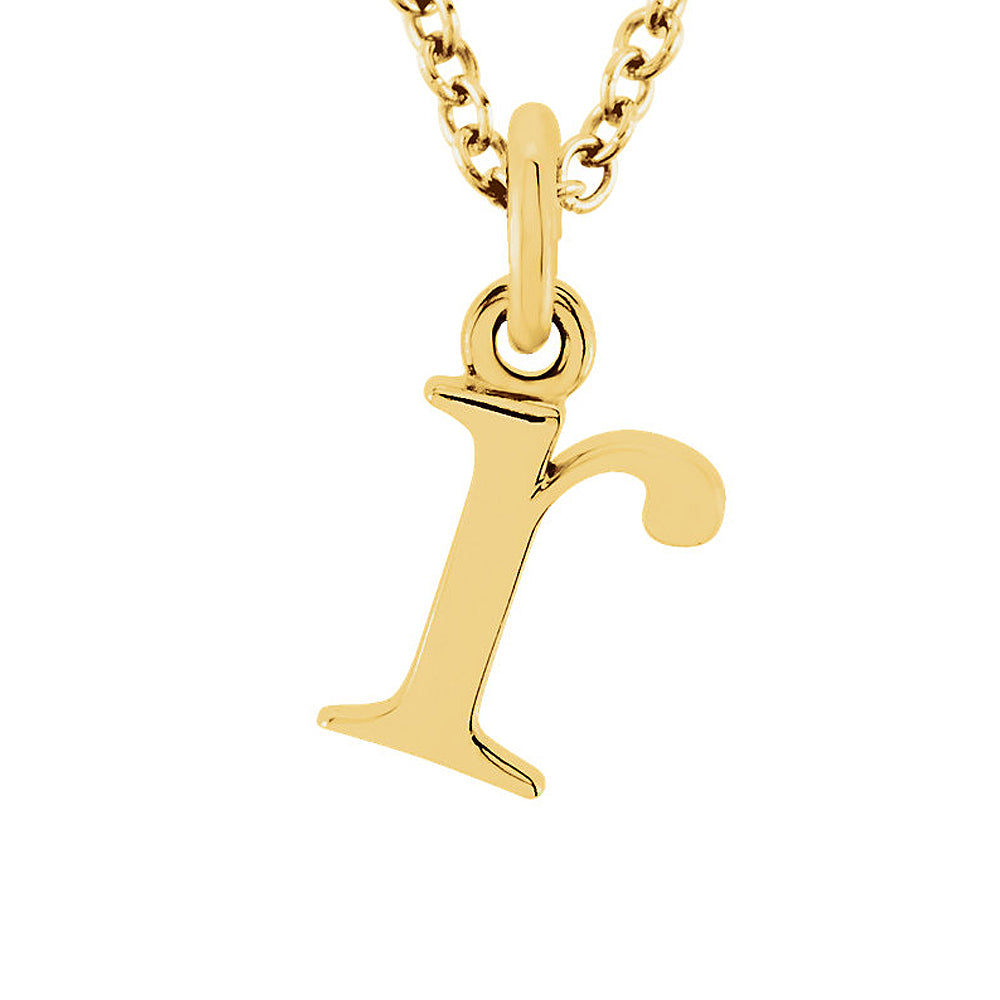 The Abbey Lower Case Initial &#39;r&#39; Necklace in 14k Yellow Gold, 16 Inch, Item N10362-R by The Black Bow Jewelry Co.