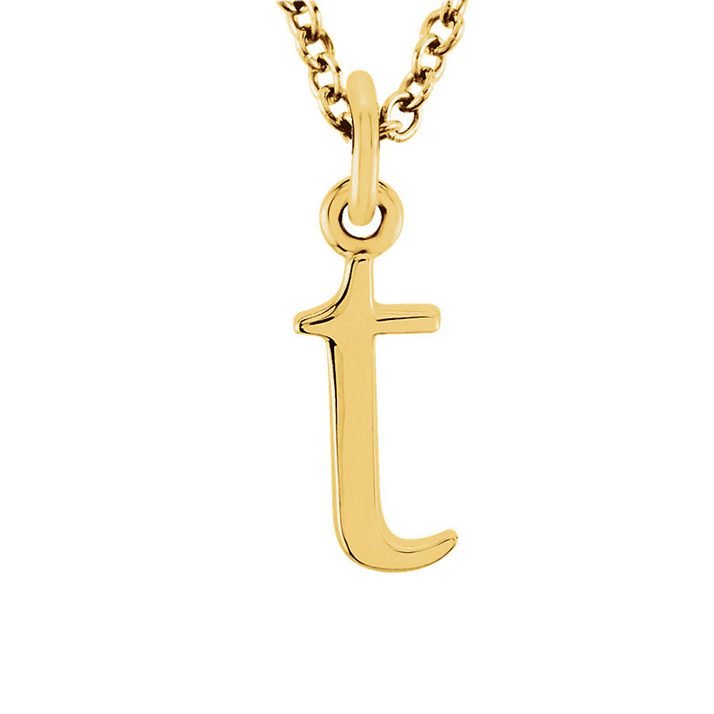 The Abbey Lower Case Initial &#39;t&#39; Necklace in 14k Yellow Gold, 16 Inch, Item N10362-T by The Black Bow Jewelry Co.
