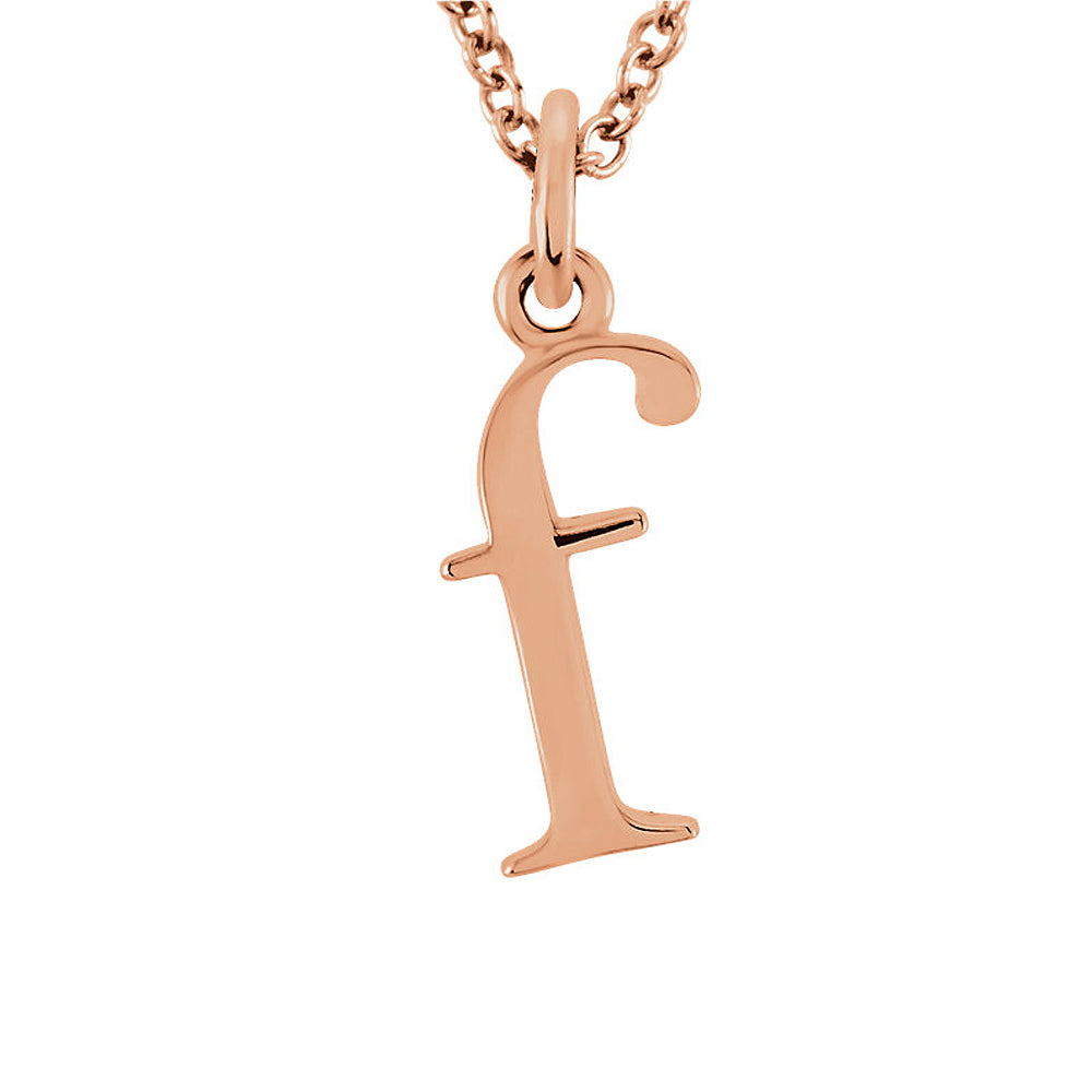 The Abbey Lower Case Initial &#39;f&#39; Necklace in 14k Rose Gold, 16 Inch, Item N10363-F by The Black Bow Jewelry Co.