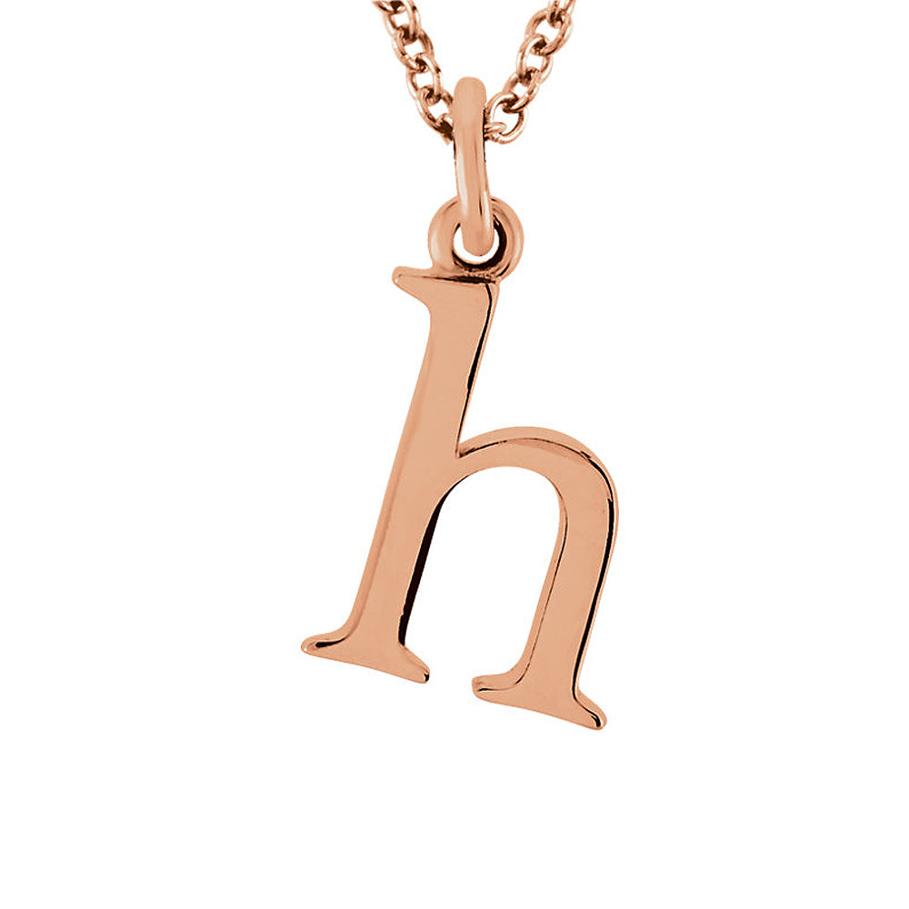 The Abbey Lower Case Initial &#39;h&#39; Necklace in 14k Rose Gold, 16 Inch, Item N10363-H by The Black Bow Jewelry Co.