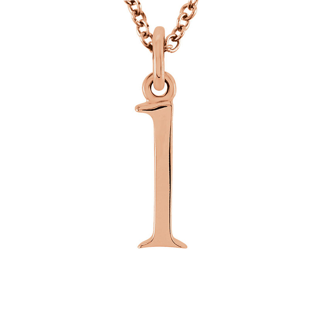 The Abbey Lower Case Initial &#39;l&#39; Necklace in 14k Rose Gold, 16 Inch, Item N10363-L by The Black Bow Jewelry Co.