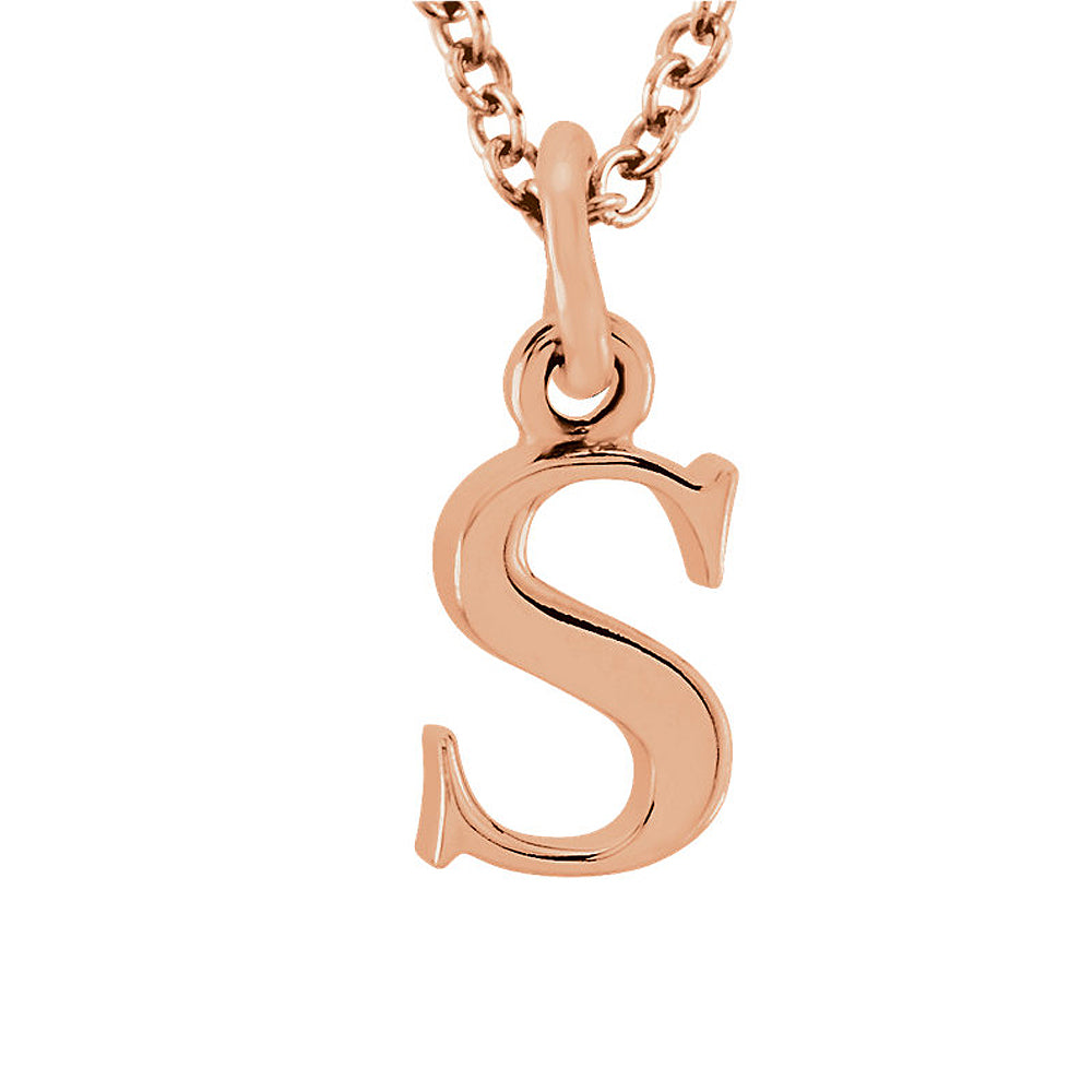 The Abbey Lower Case Initial &#39;s&#39; Necklace in 14k Rose Gold, 16 Inch, Item N10363-S by The Black Bow Jewelry Co.