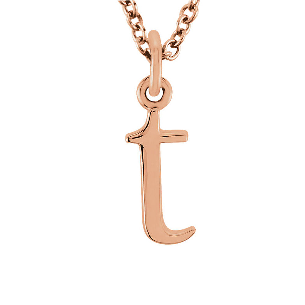 The Abbey Lower Case Initial &#39;t&#39; Necklace in 14k Rose Gold, 16 Inch, Item N10363-T by The Black Bow Jewelry Co.